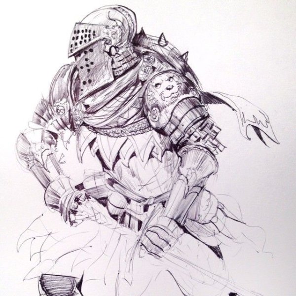 Рыцарь на колене с мечом