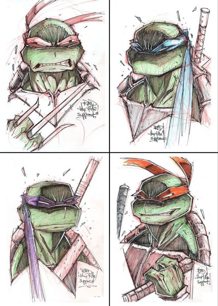 Раскраска Черепашки ниндзя Рафаэль Микеланджело