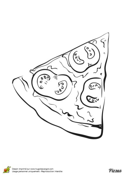 Кусок пиццы для раскрашивания
