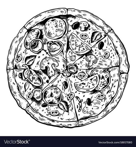 Графическая пицца черно-белая