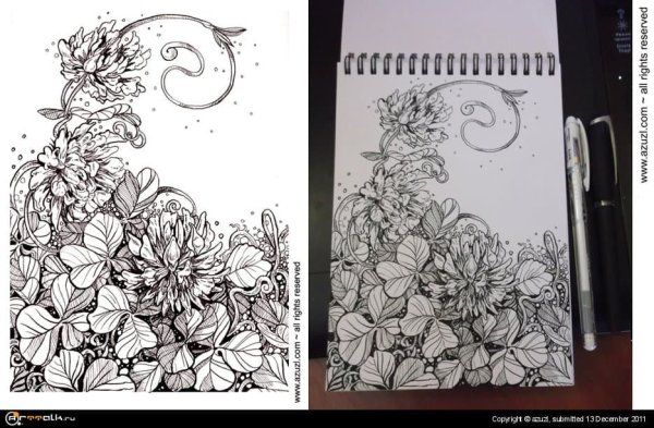 Цветы линером