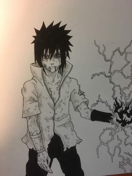 Саске Проклятая печать арт карандашом