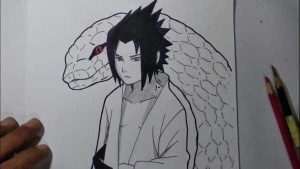 Саске черной ручкой