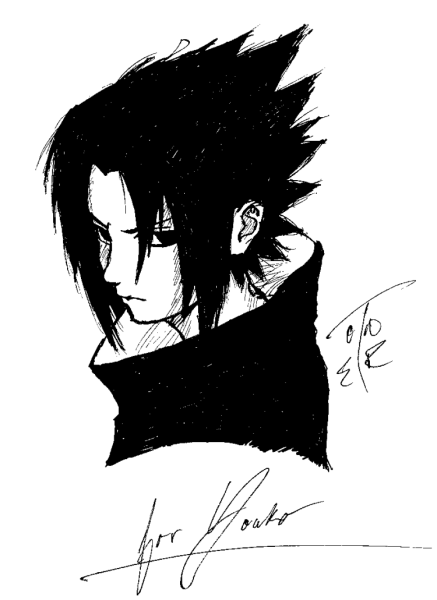 Саске Учиха чёрно белый