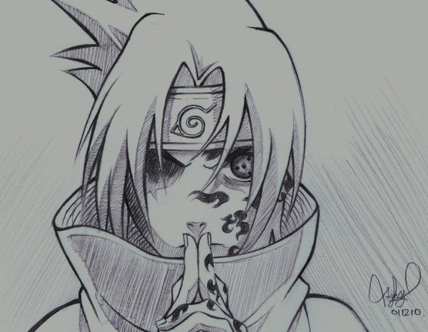 Наруто и Саске арт для срисовки карандашом