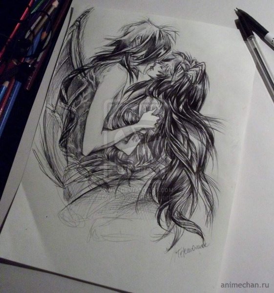 Аниме черной ручкой