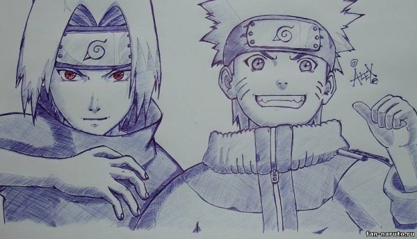 Аниме для срисовки Наруто Саске