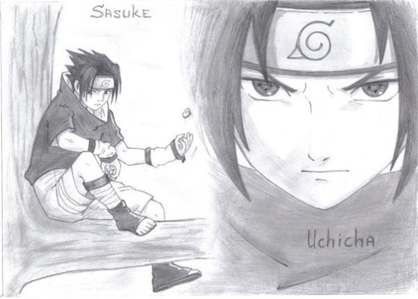 Рисунки для срисовки аниме Наруто Саске и Итачи