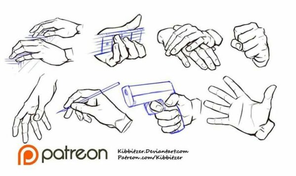 Рука с ручкой референс
