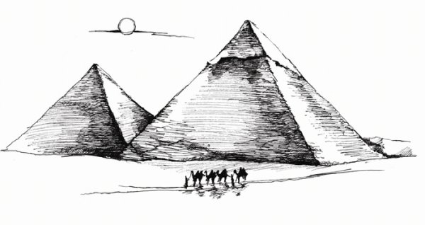 Пирамида Хеопса карандашом