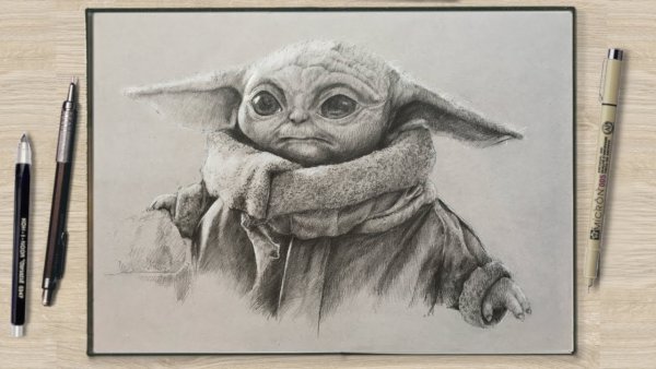 Грогу карандашом