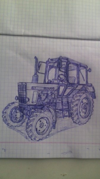 Рисунки тракторов ручкой