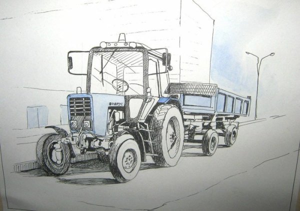 Трактор МТЗ 82 карандашом