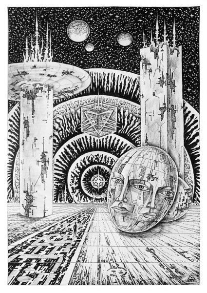 Космический пейзаж в графике