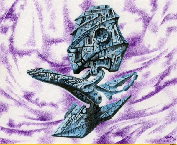 Космические корабли нарисованные шариковой ручкой