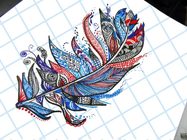 Перо Жар птицы Зентангл