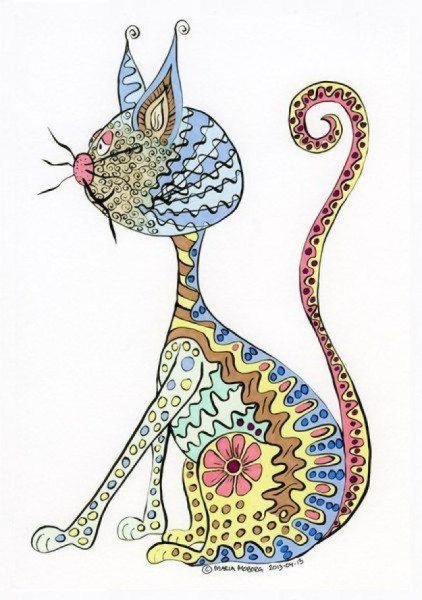 Дудлинг и Зентангл кошки