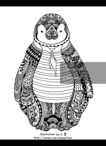 Раскраска антистресс Пингвин