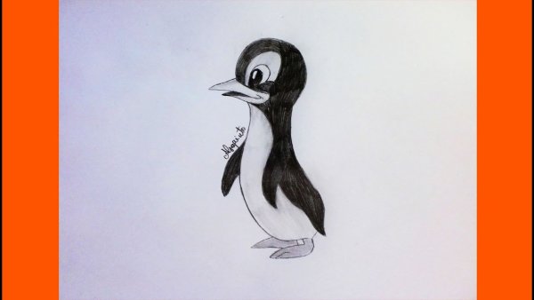 Пингвин карандашом легко