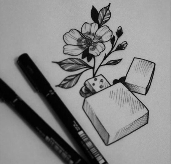 Эскиз тату зажигалка