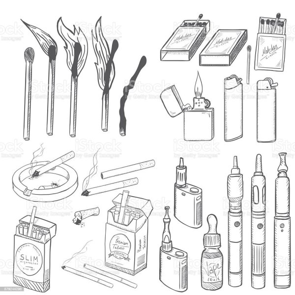 Сигареты и зажигалка эскиз