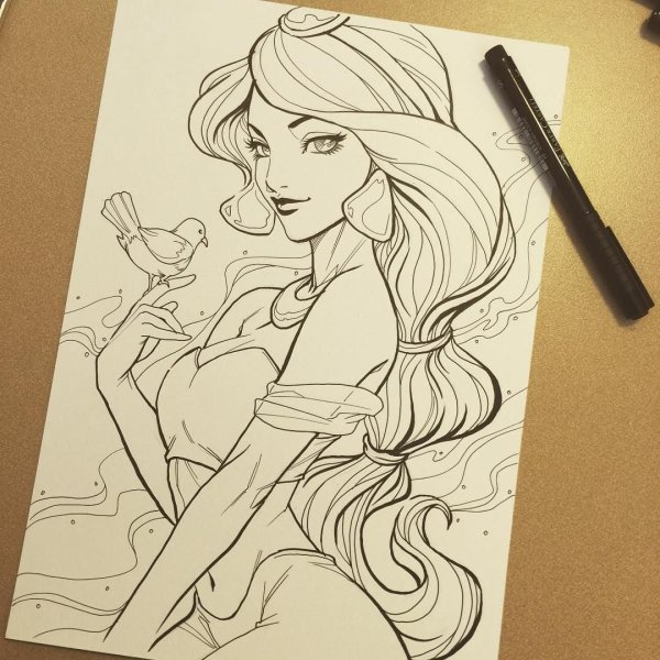 Рисунок ручкой принцесса