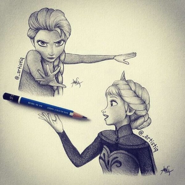 Эльза арт карандашом Холодное сердце