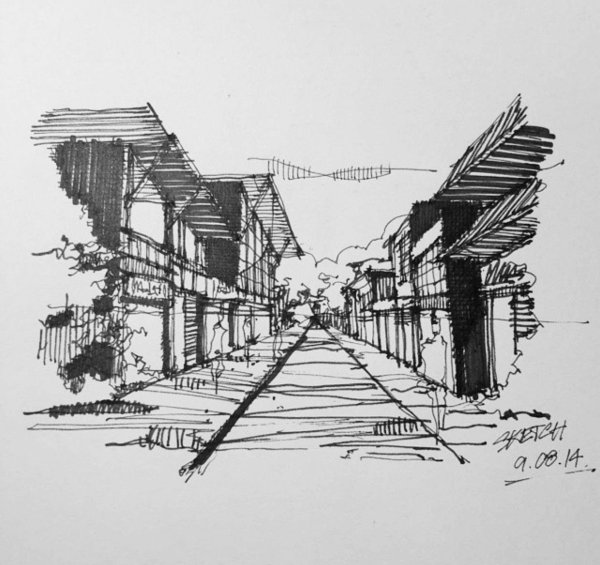 Перспектива улицы пленэр