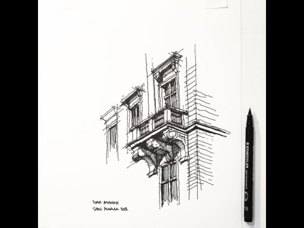 Наброски архитектуры ручкой