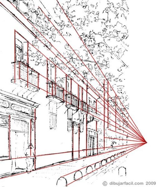 Перспектива здания с одной точкой схода