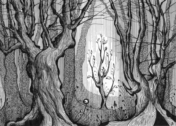 Дерево гелевой ручкой