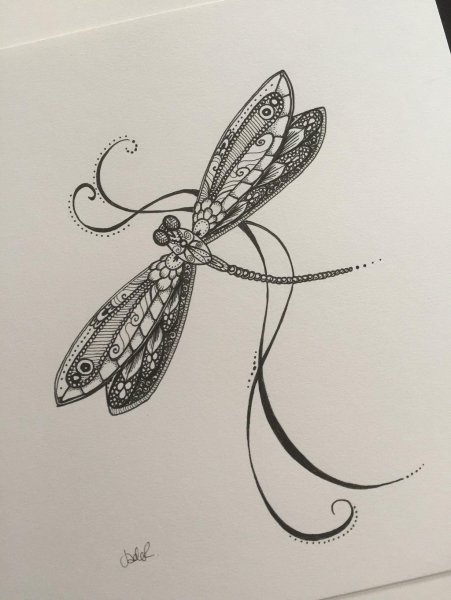 Стрекоза Зентангл