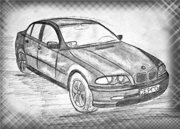 Рисунок БМВ м3 для срисовки карандашом