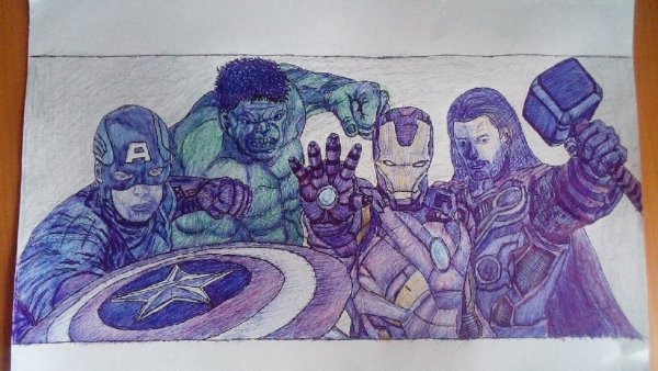 Рисунки ручкой Мстители