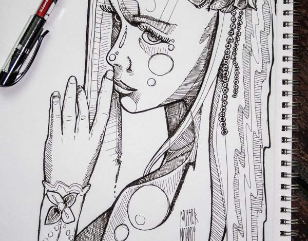 Девушка со спины набросок