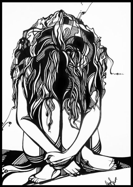 Силуэт женский набросок