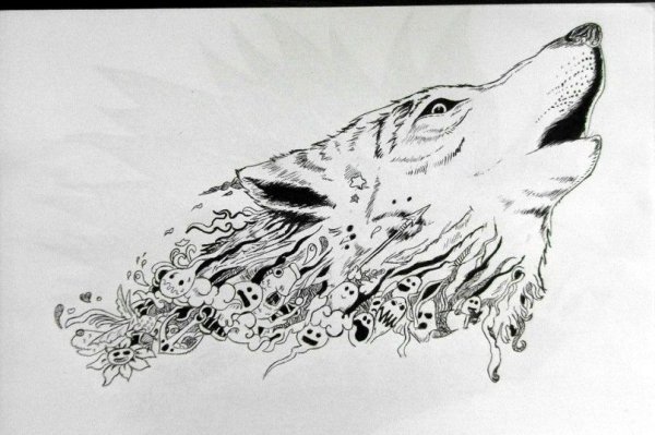 Графика ручкой волк