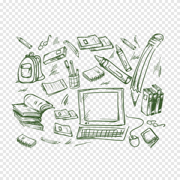 Графический рисунок школьных принадлежностей