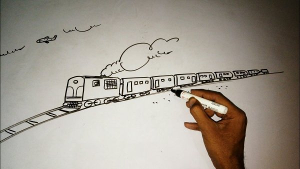 Рисунок поезда ручкой