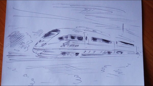 Сапсан поезд нарисованный вид сбоку
