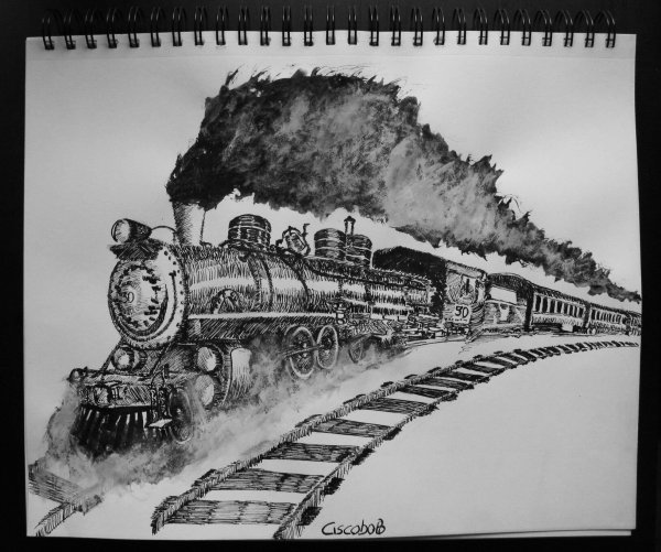 Поезд карандашом