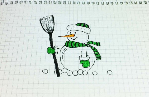 Новогодние рисунки в тетради