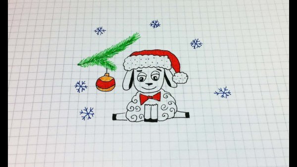 Простые новогодние рисунки ручкой