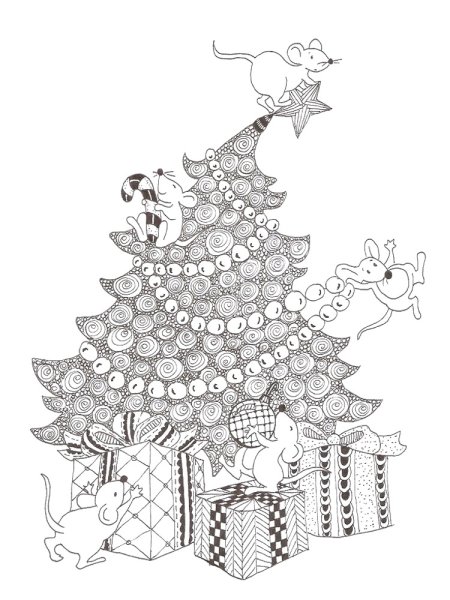 Новогодний скетч черной ручкой