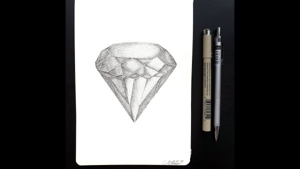 Тату контурная Алмаз