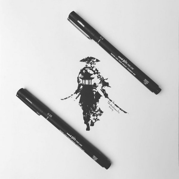 Самурай черной ручкой