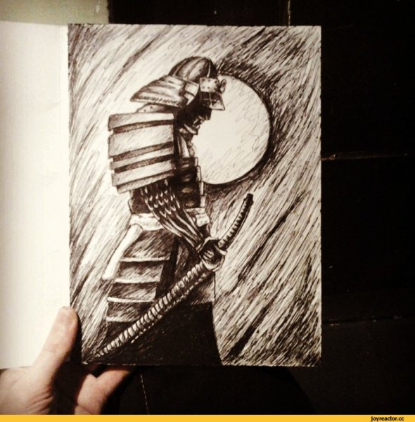 Самурай рисунок ручкой