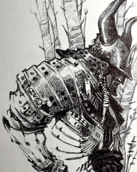 Самурай рисунок ручкой