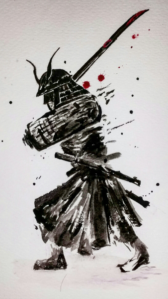 Самурай рисунок карандашом срисовка