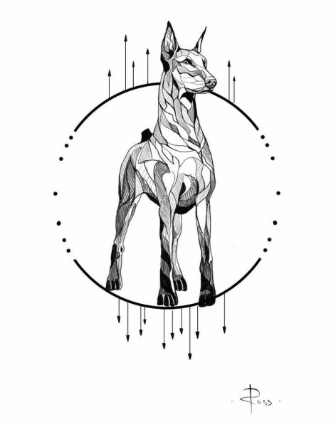 Доберман тату эскиз